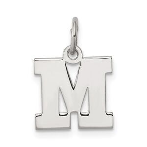 Sterling Silver, Amanda Collection Small Block Style Initial M Pendant
